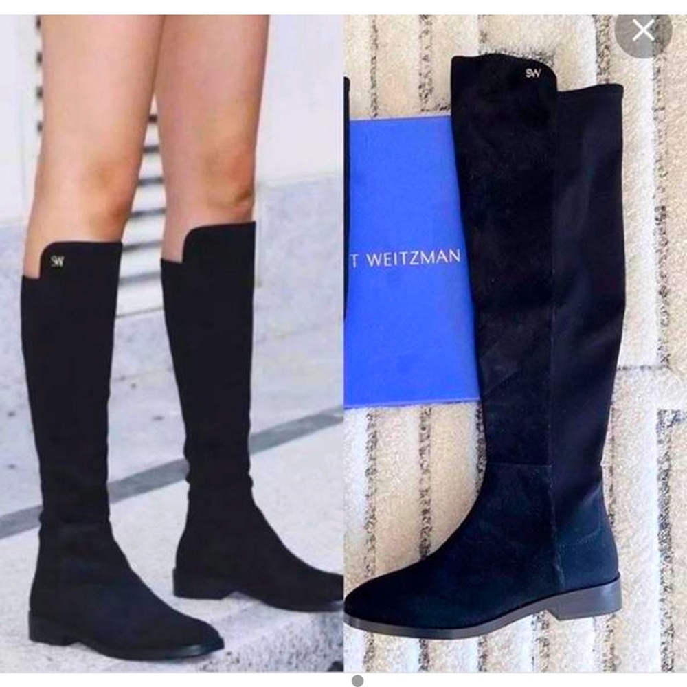 Stuart Weitzman Black Over-the-Knee Suede Boots